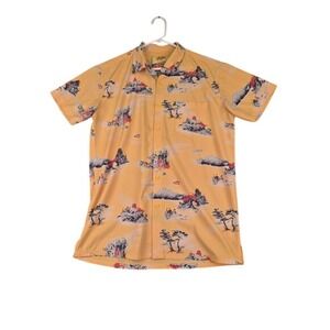 Retro Rifle Once Upon A Time In Hollywood Yellow Button Down Shirt Mens Medium